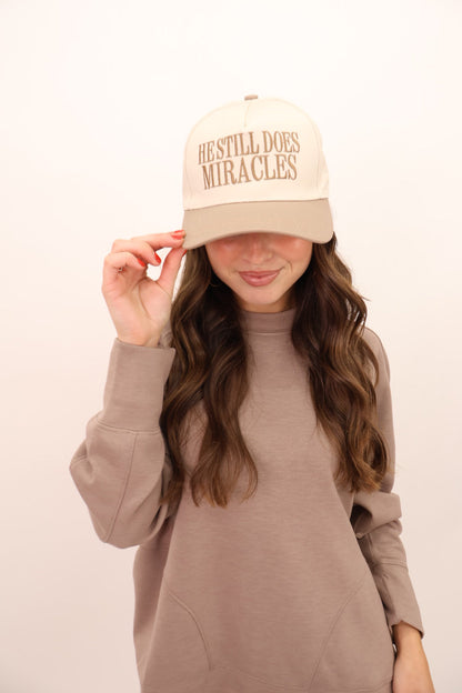 He Still Does Miracles Embroidered Cap - Tan