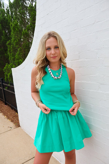 Tank + Flared Skirt Set - Green