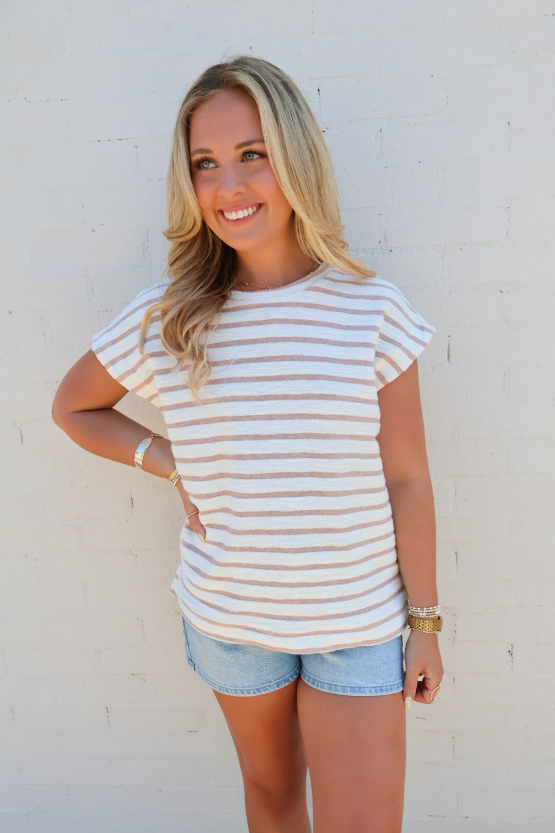 Neutral Stripe Knit Top