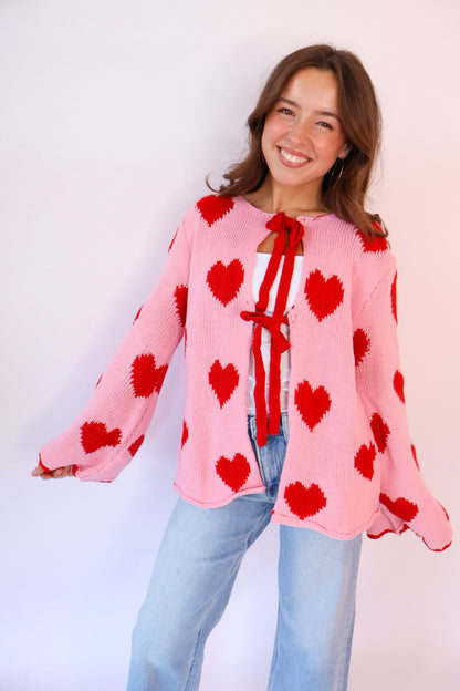 Love Notes Heart Tie Front Cardigan