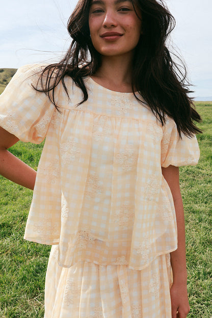 Holland Embroidered Gingham Blouse