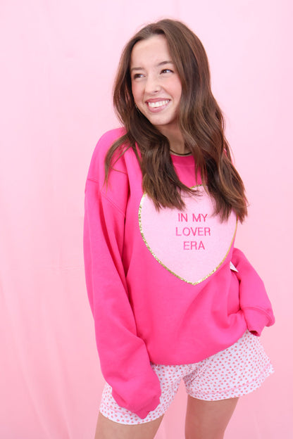 In My Lover Era Patch Heart Sweatshirt - Pink