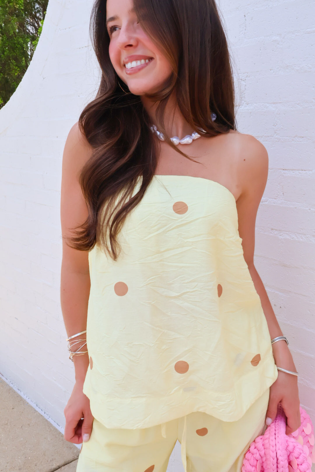 Sweet Spot Polka Dot Pants Set - Lemon