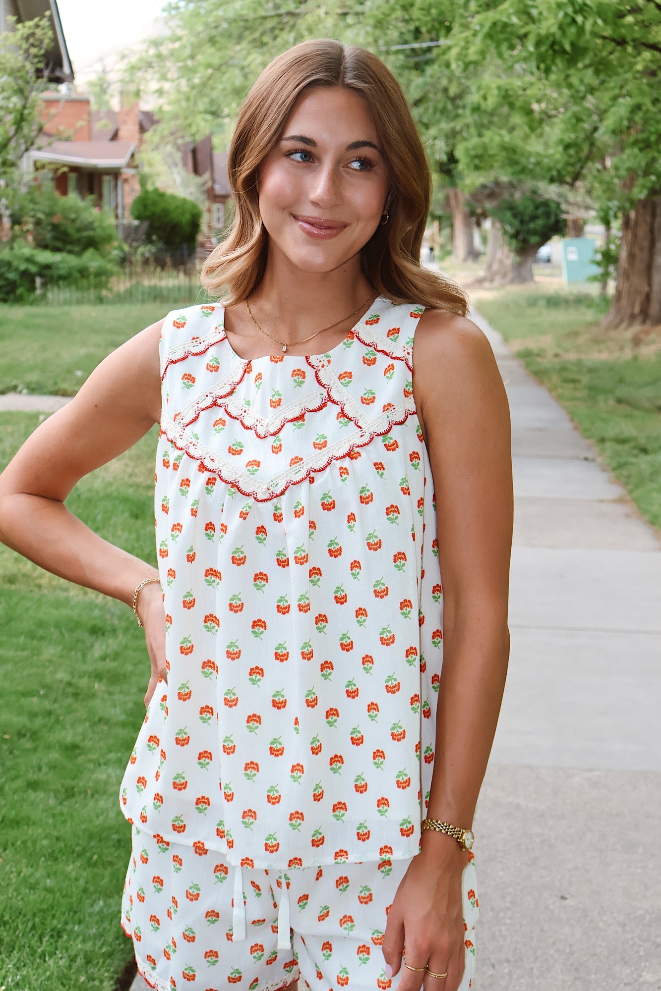 Flora Scalloped Tank