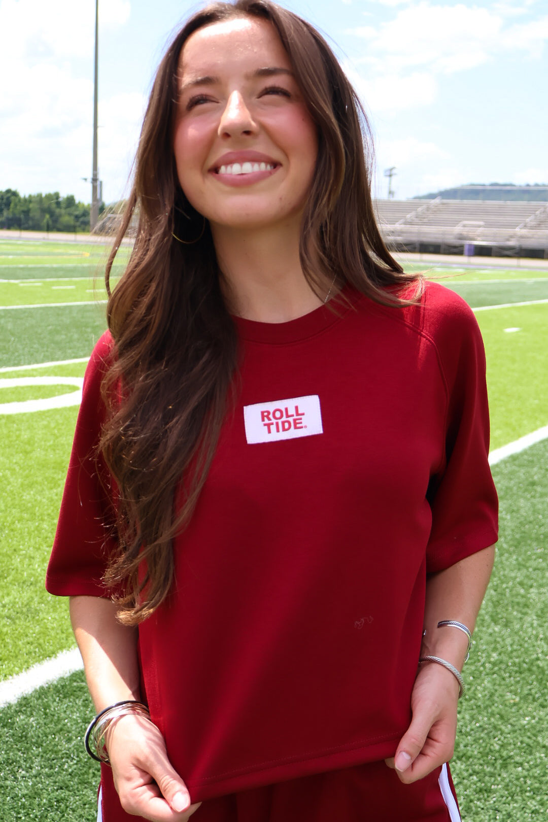 The Kristen Cropped Boxy Tee + Athletic Shorts Set - Roll Tide Patch