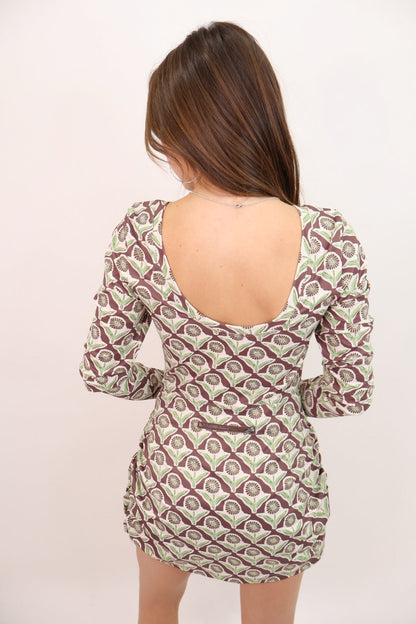 Weekend Wrap Athletic Romper - Brown Floral Block