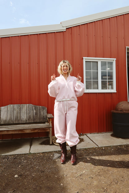 Dolly Gingham Joggers in Pink