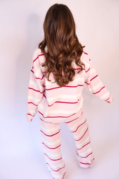 Cozy Pink Striped Lounge Set