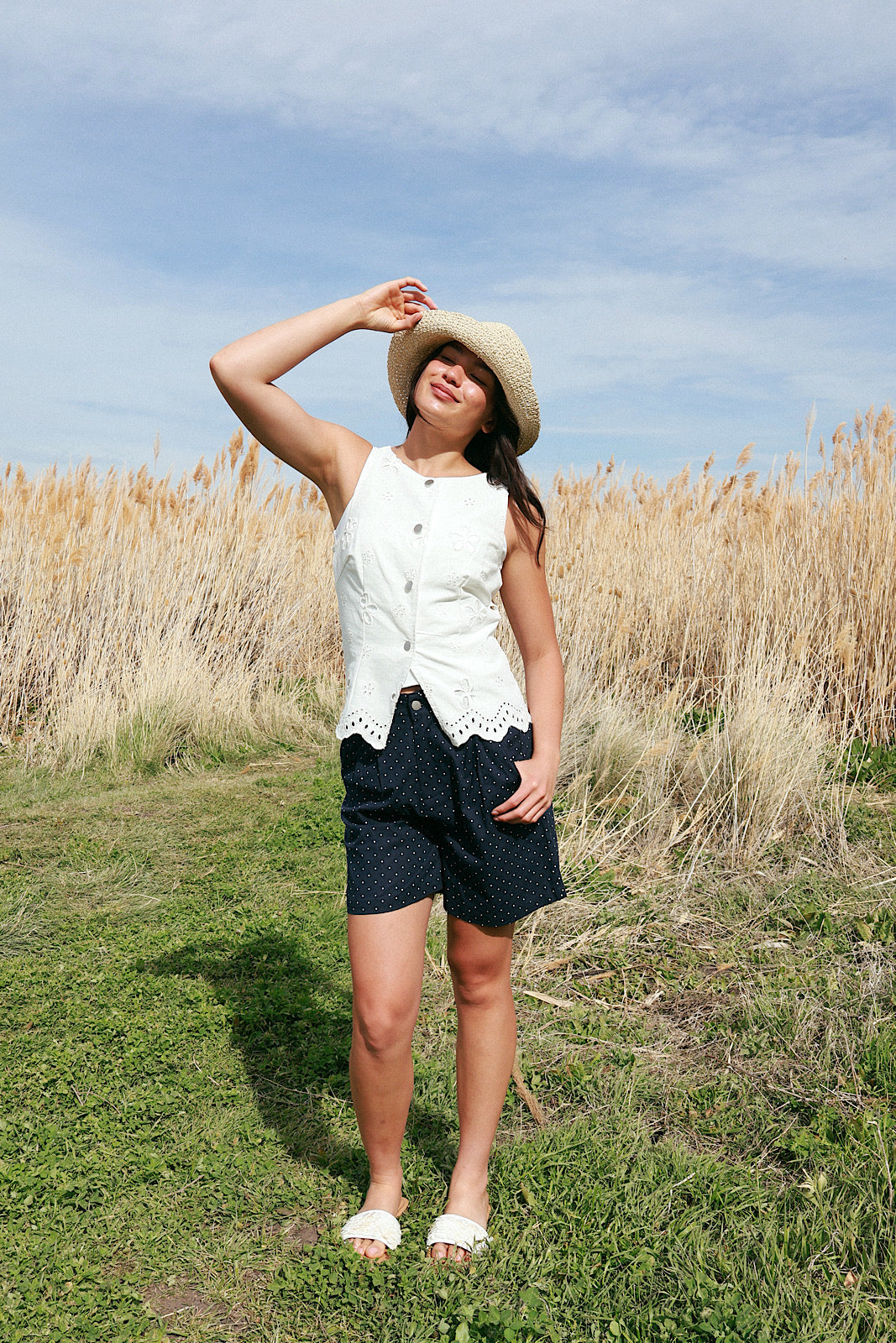 Dotted Shorts in Navy