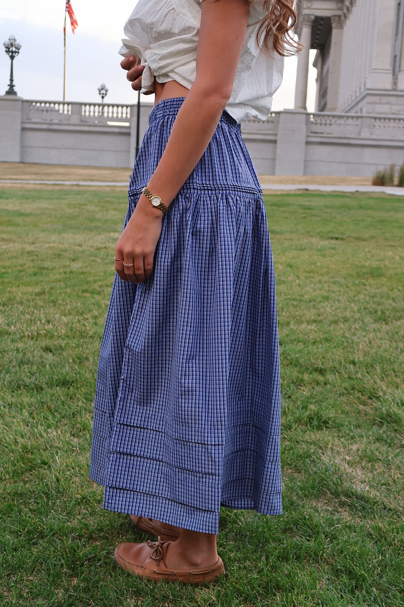 Bristol Plaid Skirt in Blue