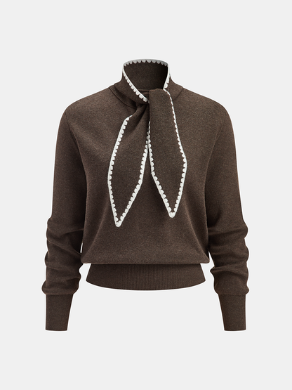 Wool-Blend Tie-Neck Knit Co-ord Set
