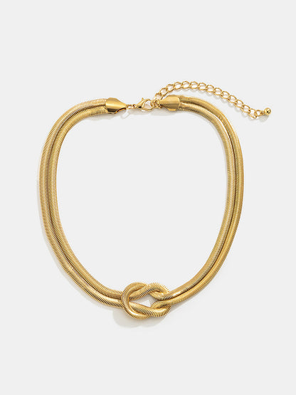 Knot Detail Double-Strand Snake Chain Necklace