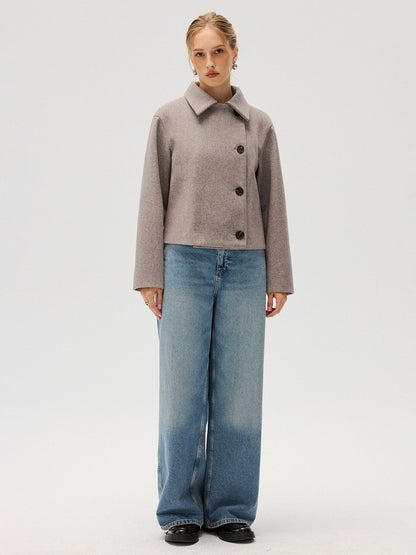 Wool Blend Collared Coat