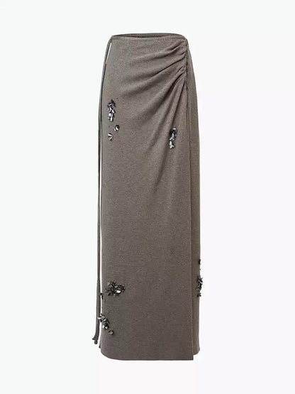 Wool-Blend Sequins Knit Top & Skirt Set