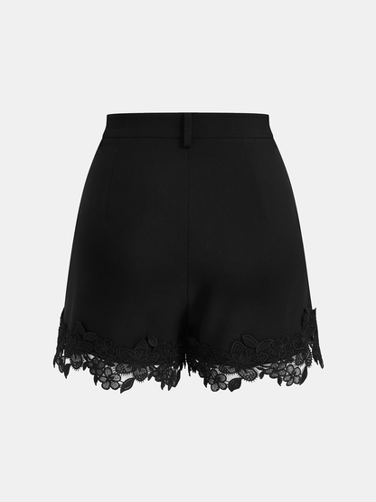 Sleeveless Lace Trim Crop Top & Shorts Set