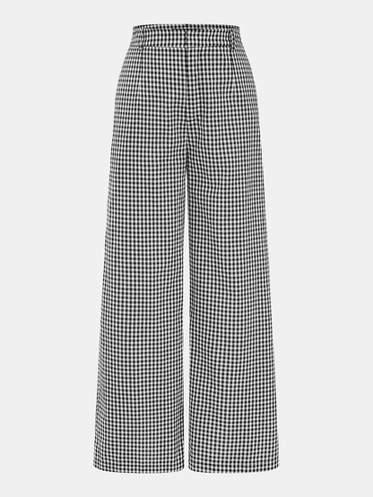 Gingham Cotton Sleeveless Peplum Top & Pants Set