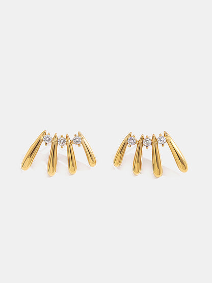 Claw Shaped Diamond Stud Earrings