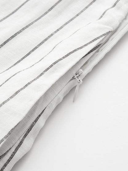 Pinstripe Cotton Linen Wide Leg Pants
