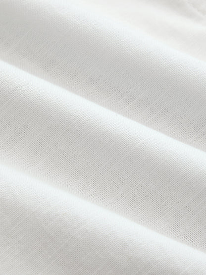 Cotton Linen Pocket Drawstring Shirt Romper