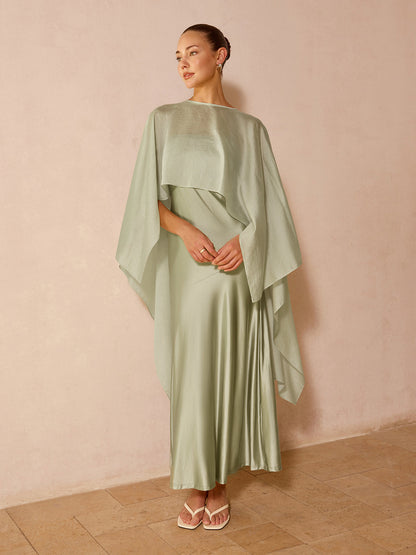 Sheer Capelet & Cami Dress Two-Piece Set
