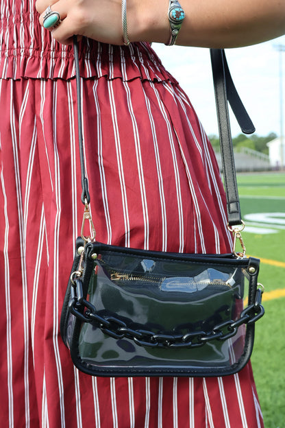 Clear Acrylic Chain Bag - Black