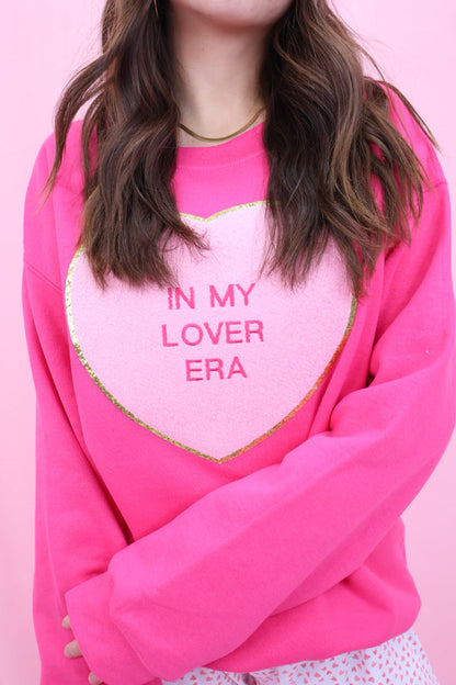 In My Lover Era Patch Heart Sweatshirt - Pink