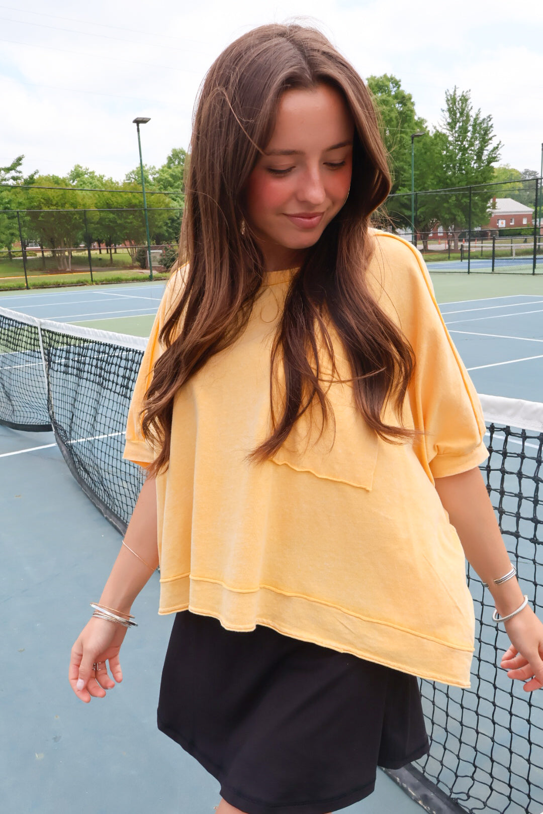 Washed Oversized Pocket Tee - Golden Yellow