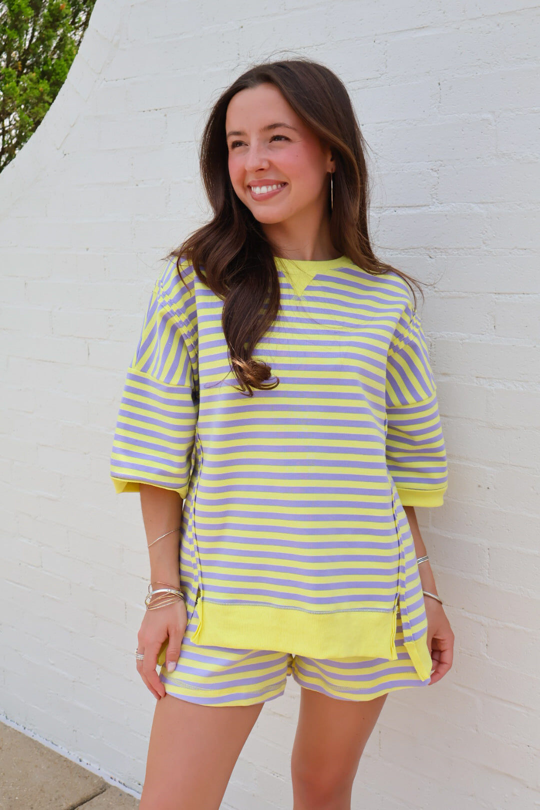 Lavender Lemon Striped Lounge Set