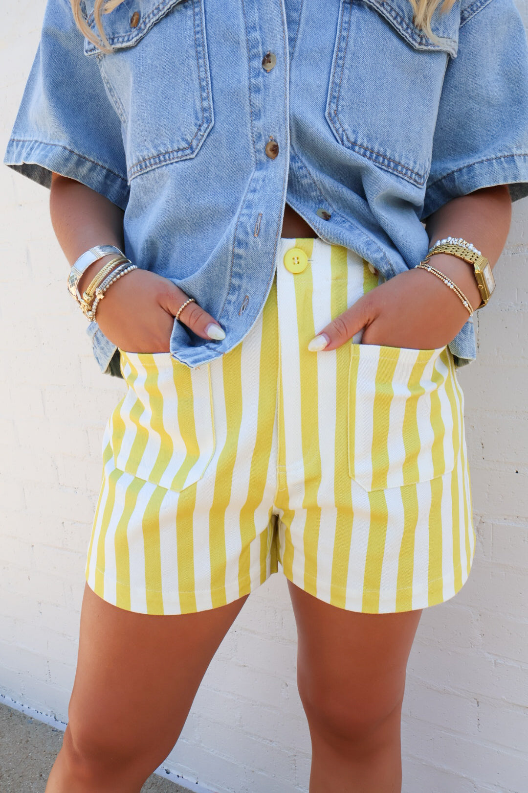 Sunshine Yellow Striped Shorts