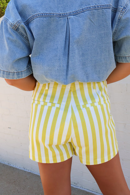Sunshine Yellow Striped Shorts