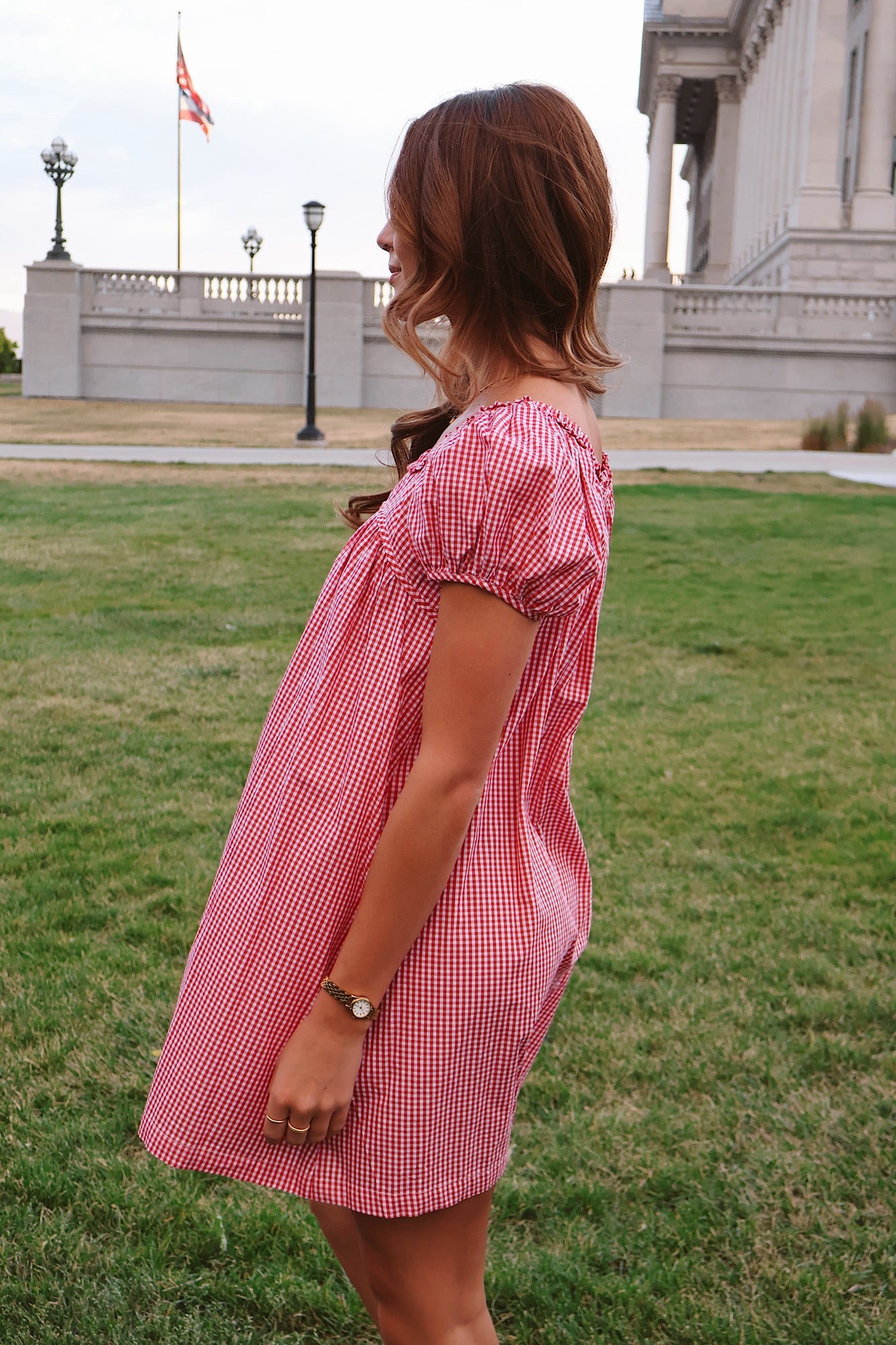 Teddy Gingham Ruffle Dress