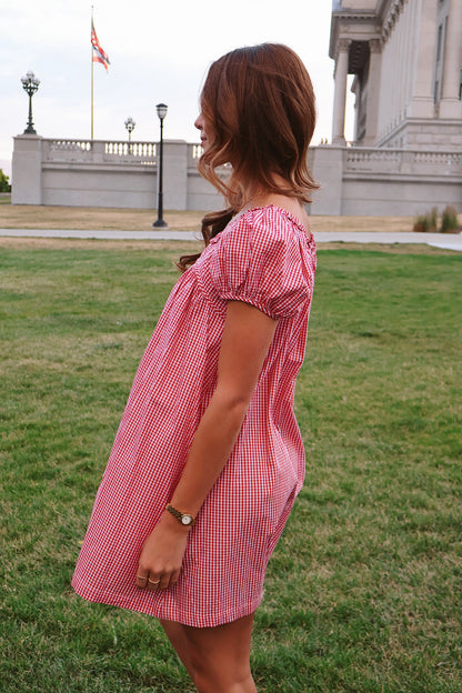 Teddy Gingham Ruffle Dress