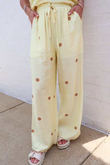 Sweet Spot Polka Dot Pants Set - Lemon