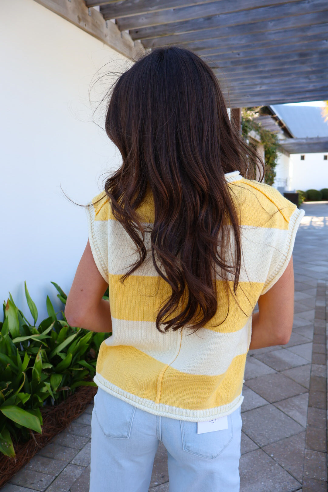 Striped Knit Summer Sweater Top – Yellow