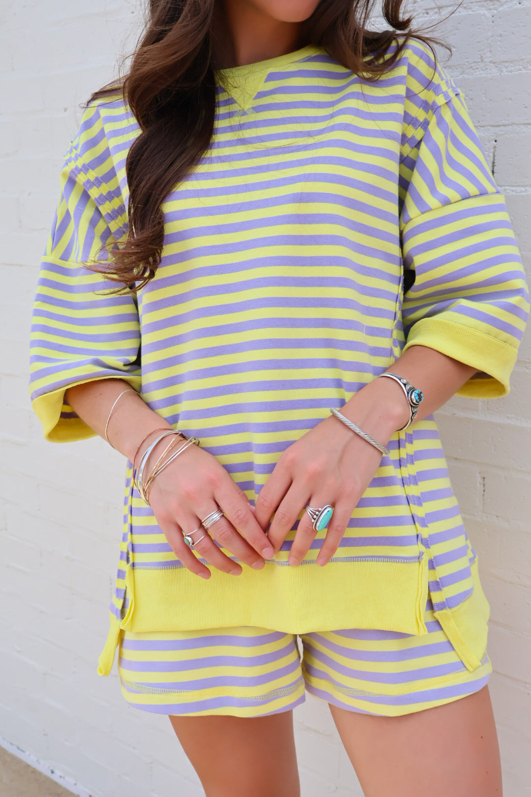 Lavender Lemon Striped Lounge Set