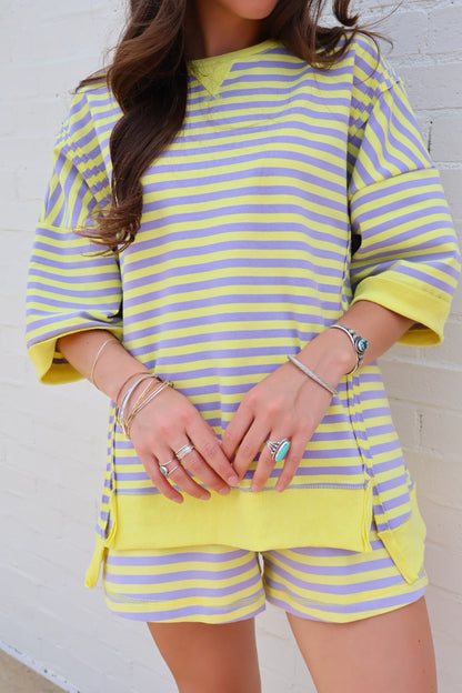 Lavender Lemon Striped Lounge Set