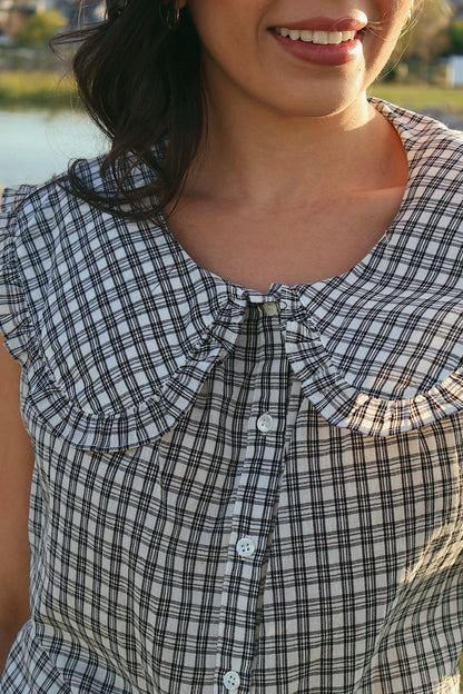 Eloise Plaid Tank with Collar