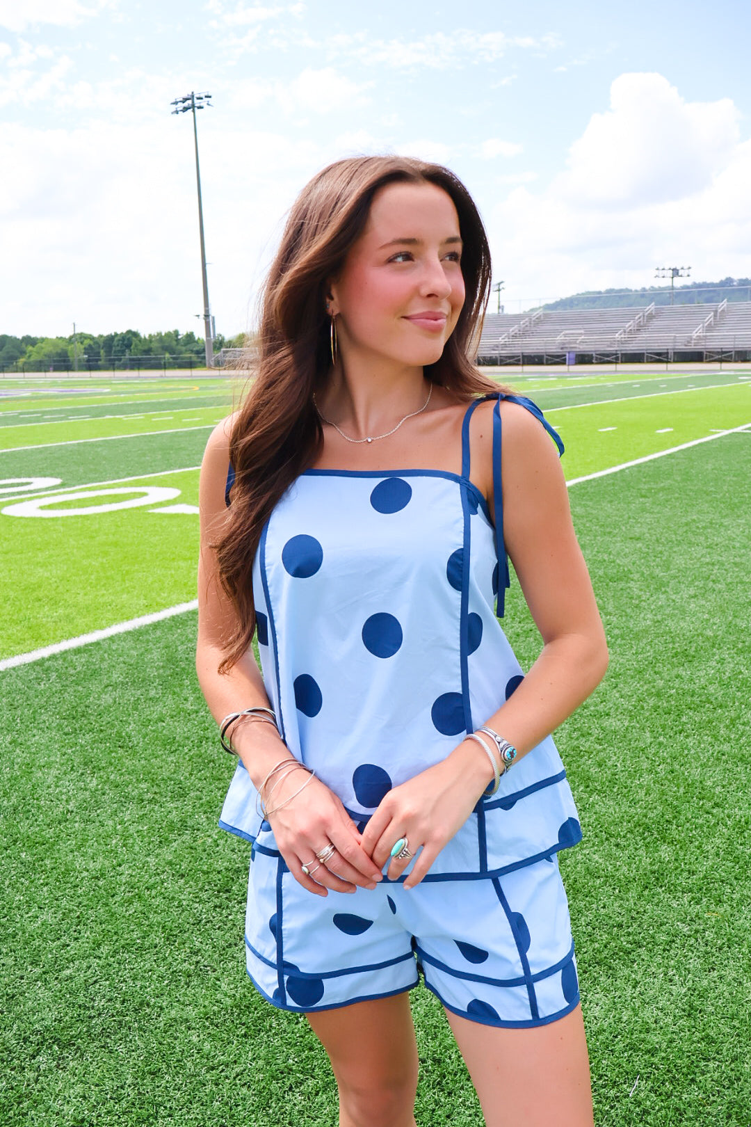 Blue Polka Dot Top and Shorts Set