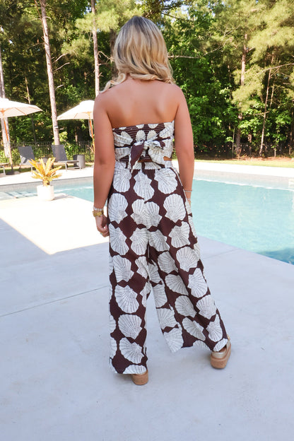 Seashell Scarf Top in Brown