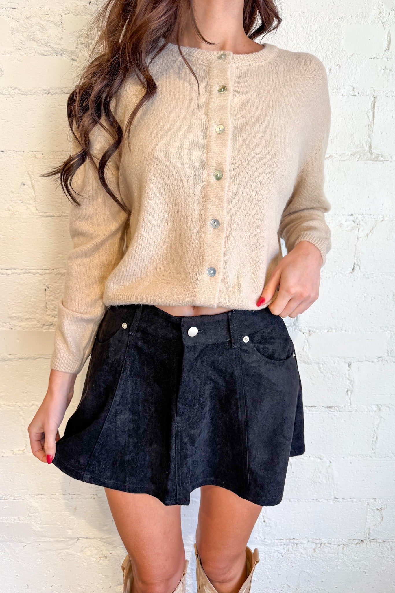 Lasso Twirl Suede Skirt