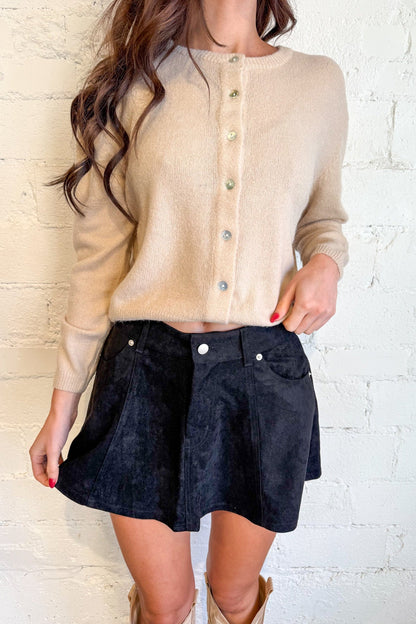 Lasso Twirl Suede Skirt