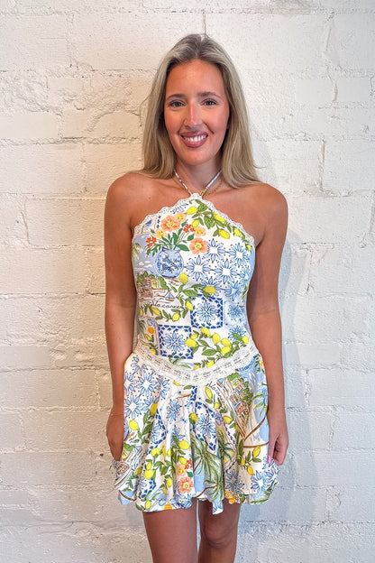 Breezy Tropical Halter Dress