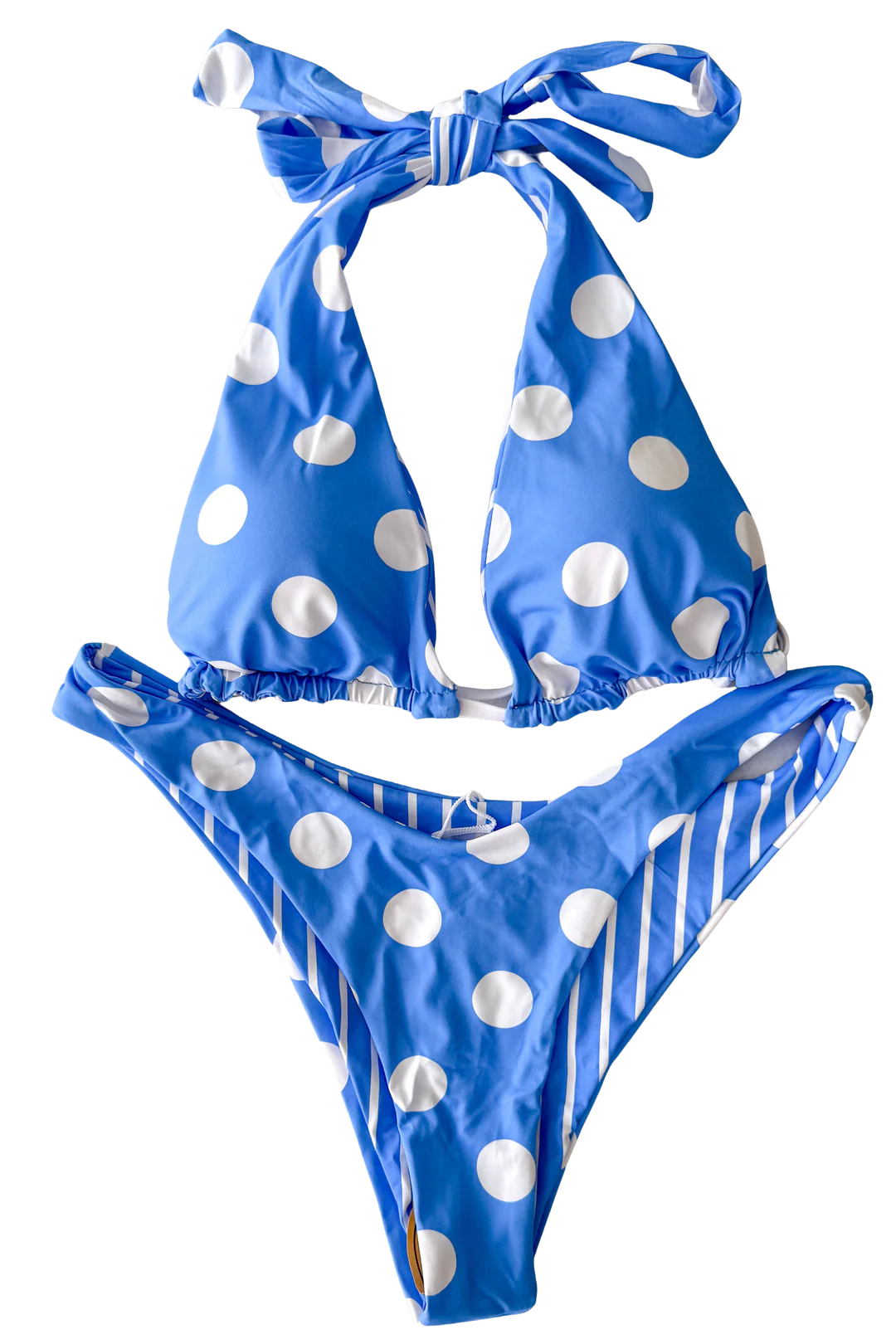 Reversible Blue and White Polka Dot Swimsuit Bottoms