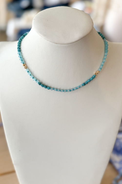 Blue and Gold Beaded Necklace