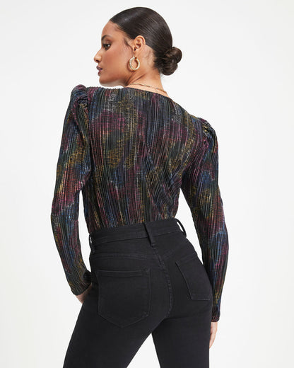 Brandee Metallic Plisse Bodysuit