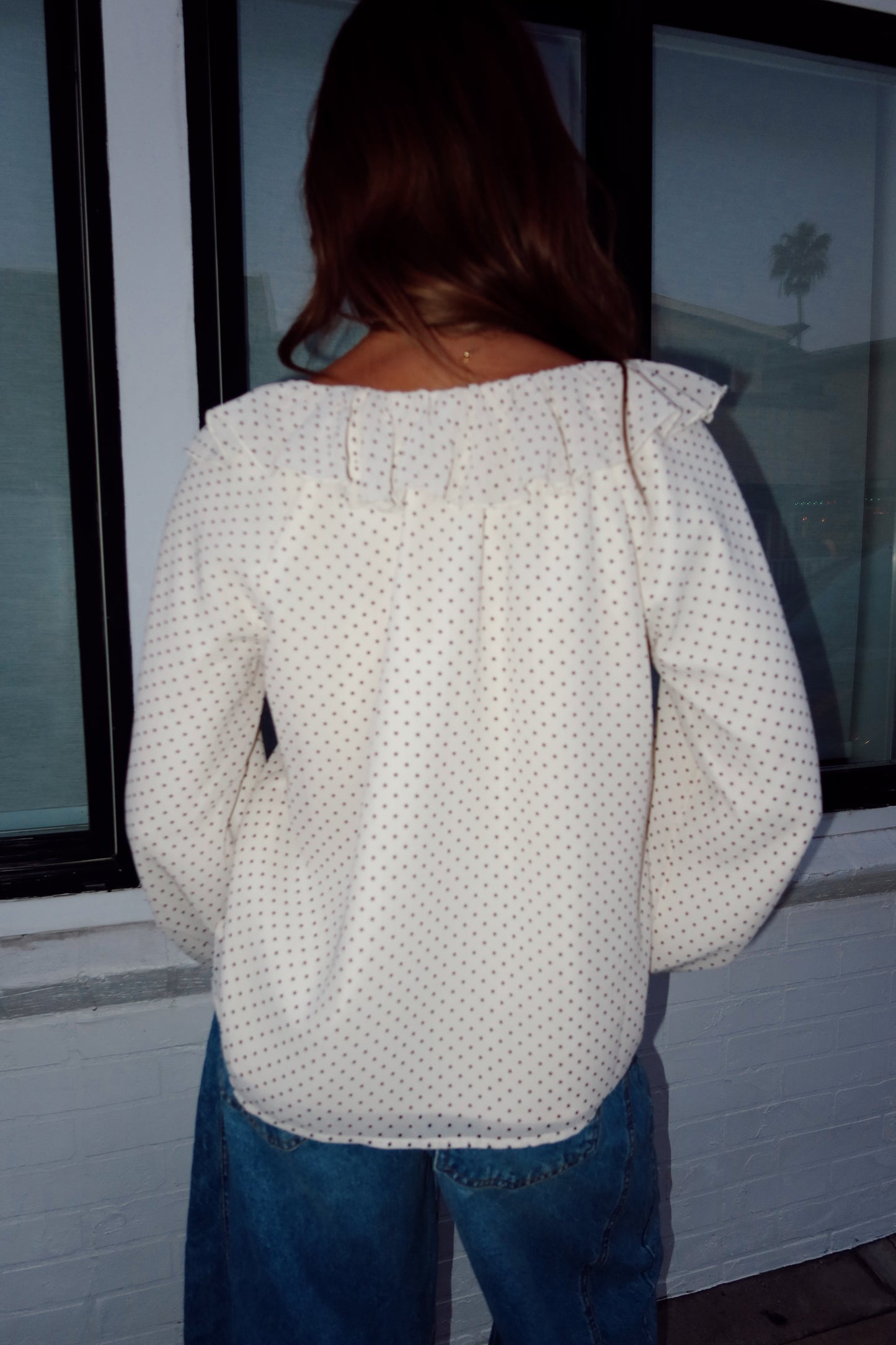 Cherie Polka Dot Ruffle Top