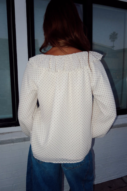 Cherie Polka Dot Ruffle Top
