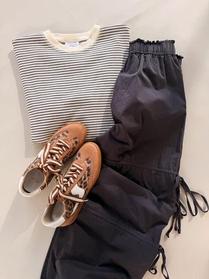 Downtown Side Tie Jogger Pants in Charcoal