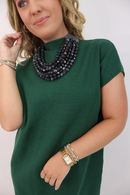 Sleeveless Sweater Dress- Emerald Green