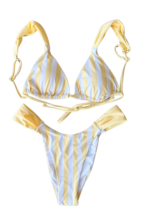Cabana Yellow Stripe Bikini Top